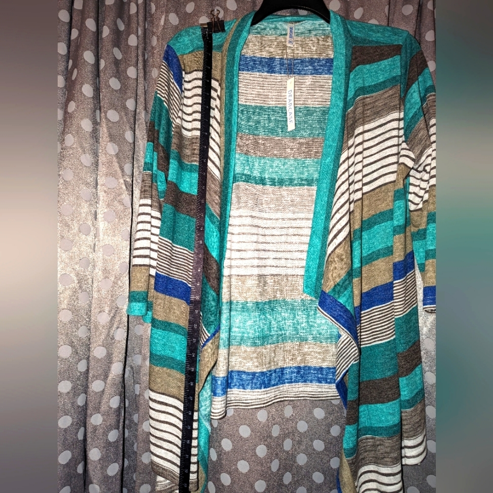 DEARCASE Open Asymmetrical Striped Cardigan 2x NWT - Picture 4 of 7